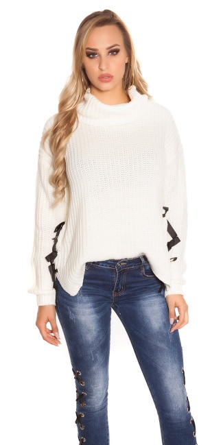 Trendy XL Collar knit jumper White